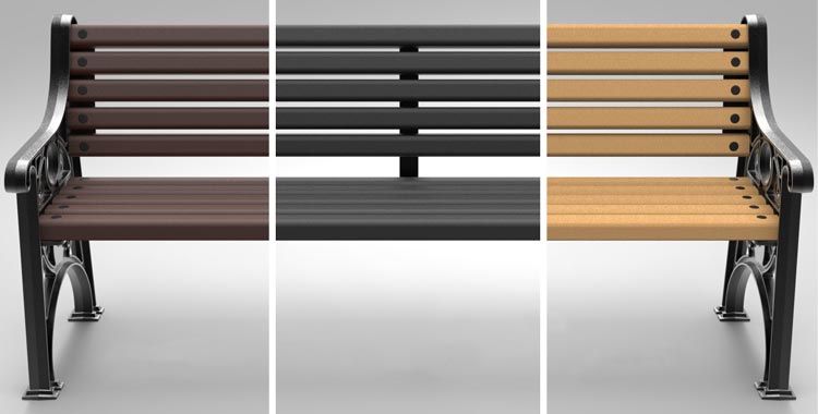 Brown Enviropol, Black Enviropol and Timberpol slats on the Glasdon Lowther™ Seat