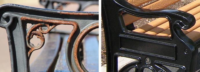 Extremo del asiento de hierro fundido oxidado frente al extremo del asiento de aluminio fundido Glasdon