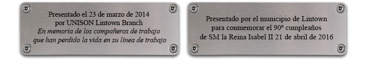 Example of laser etching memorial plaques