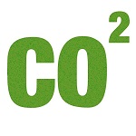 Símbolo de CO2 verde sobre fondo blanco