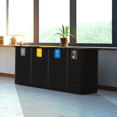Estaci&oacute;n de reciclaje Origin&trade; Infinity Quad Slimline de 280 litros 4 Compartimentos