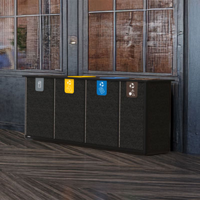 Estaci&oacute;n de reciclaje Origin&trade; Infinity Quad de 400 litros 4 Compartimentos