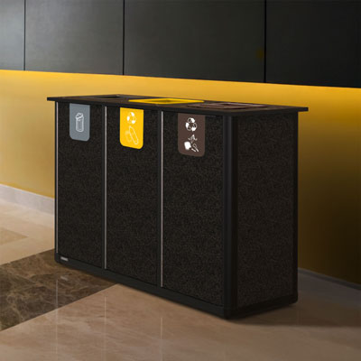 Estaci&oacute;n de reciclaje Origin&trade; Infinity Trio de 210 litros 3 compartimentos