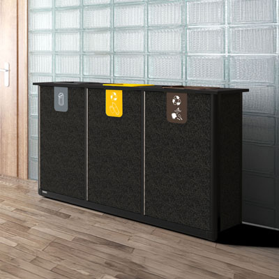 Estaci&oacute;n de reciclaje Origin&trade; Infinity Trio Slimline de 210 litros
